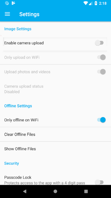 Android Enable Camera Upload