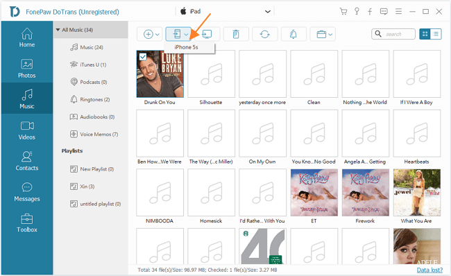 Transfer Songs, Music from iPhone to iPad