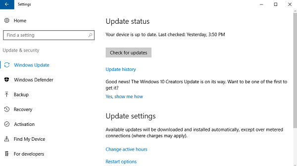 Verifica Windows Update