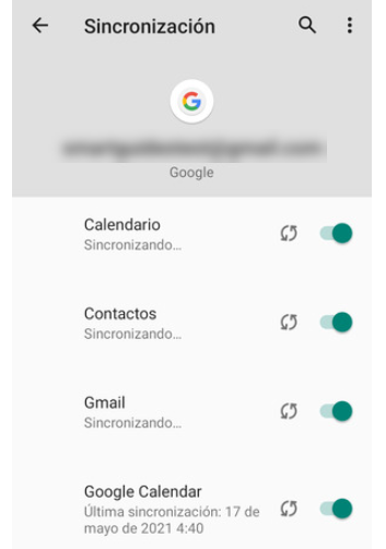 Sincronización de Google en BLU