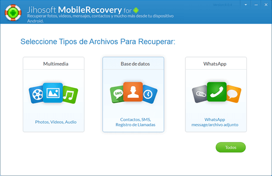 Interfaz de Jihosoft Recuperación de Datos Android