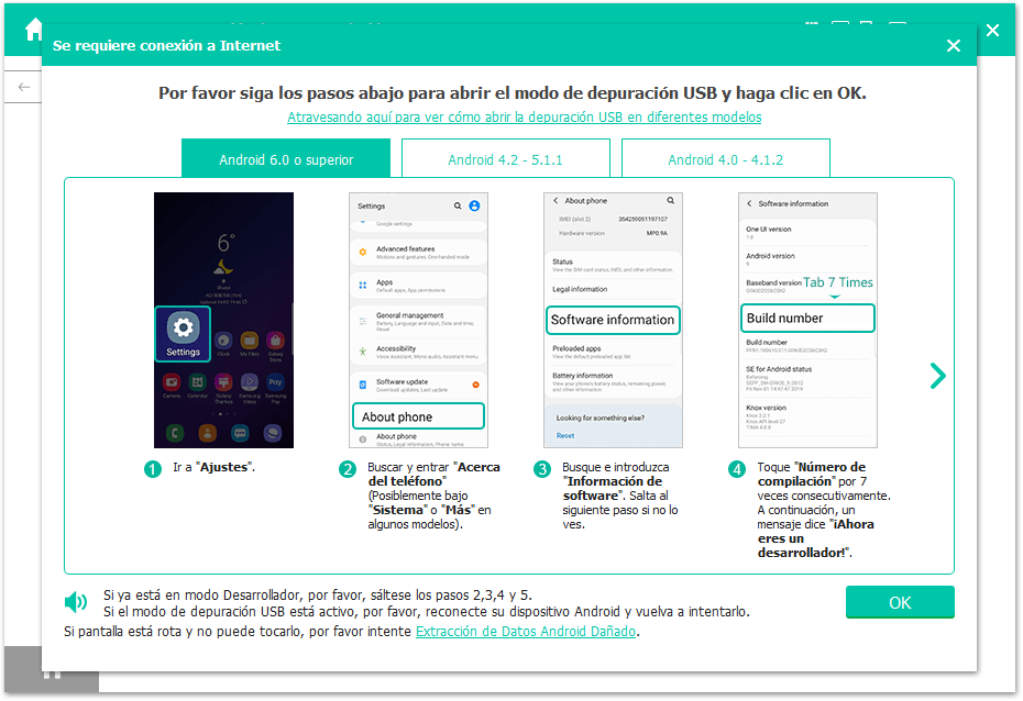 Activar la depuración USB de Android