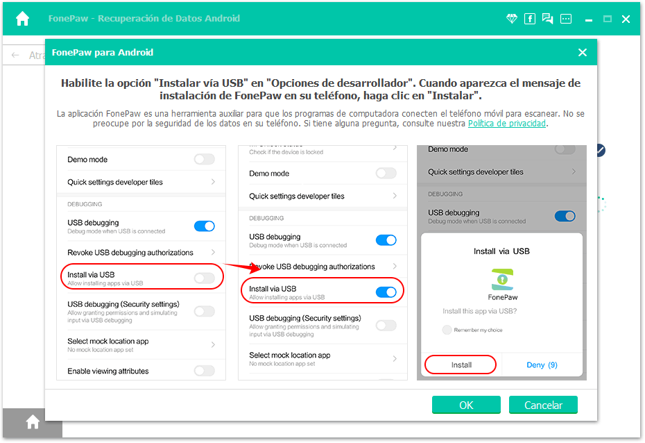 Instale la aplicación FonePaw en su móvil