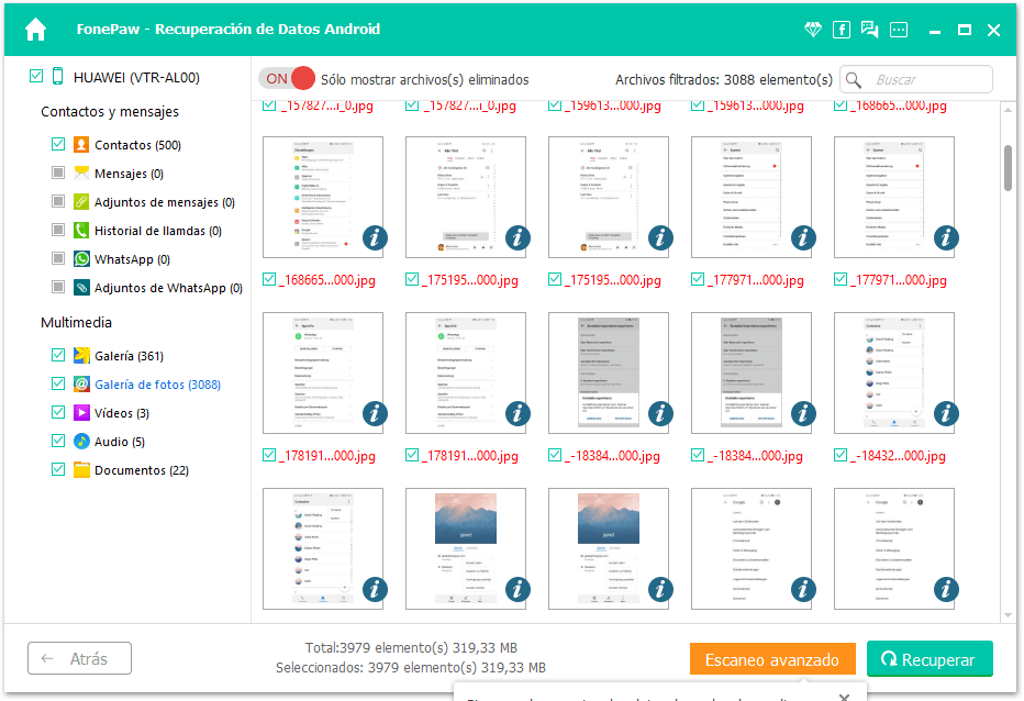 Restaurar archivos borrados de Android