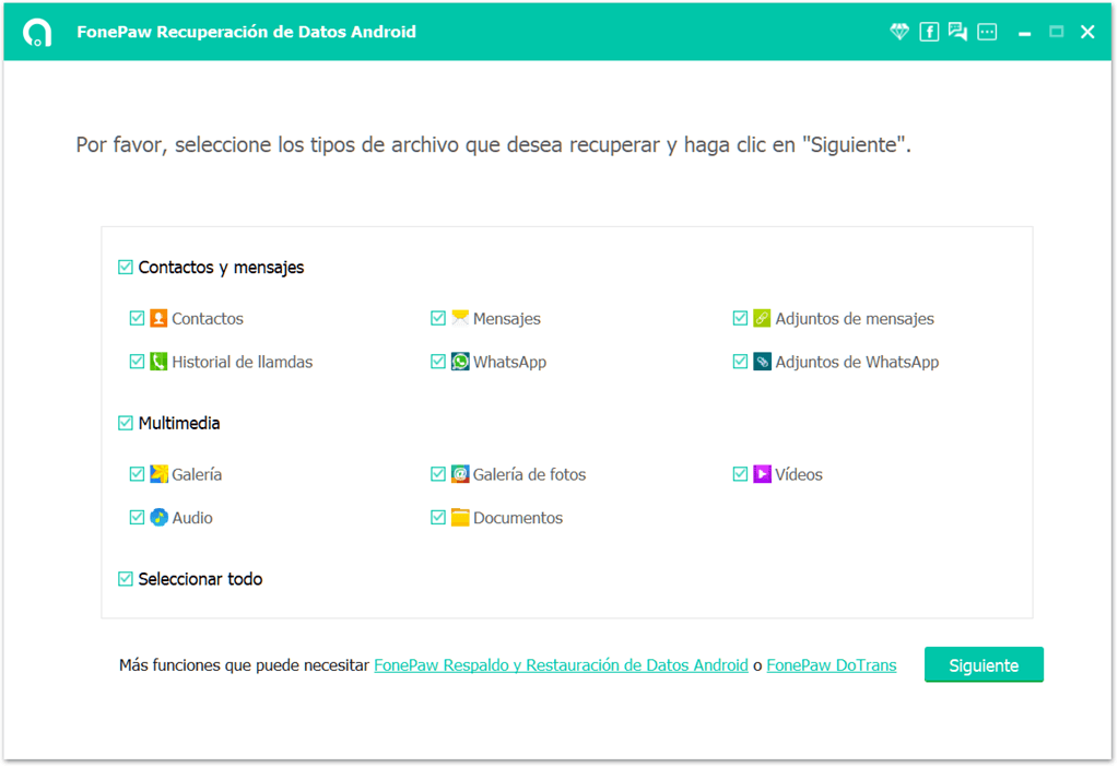 Recuperar archivos borrados de Android con FonePaw