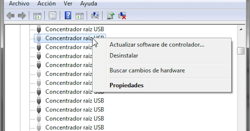 actualizar software de controlador USB