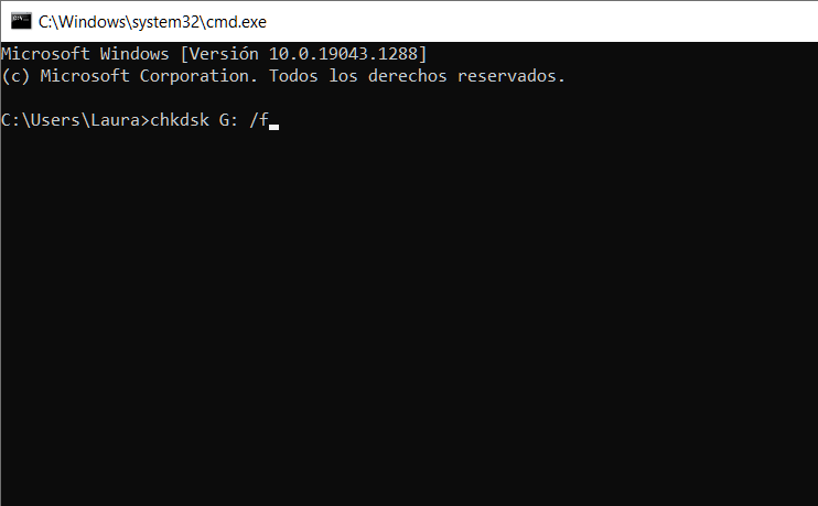 Reparar el disco con comando CHKDSK