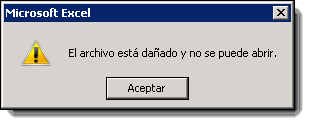 el archivo está dañado y no se puede abrir