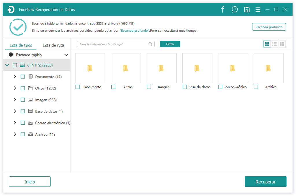 seleccionar archivos para recupararlos