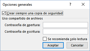 crear respaldo de Excel