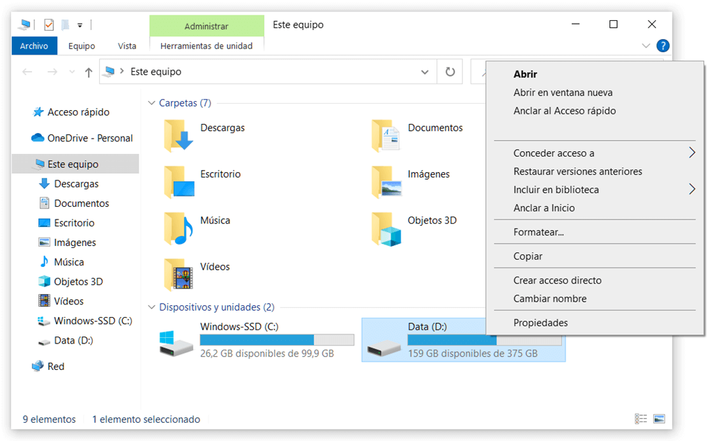 Formatear unidad RAW