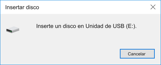 inserte un disco en Unidad de USB