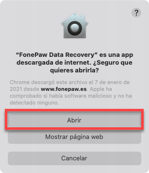 Permitir abrir el FonePaw