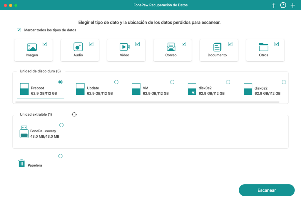 Seleccionar tipos de datos