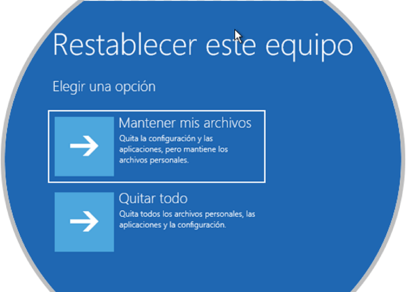 mantener mis archivos al restablecer este equipo