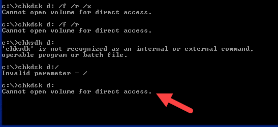 CHKDSK No puede abrir el volumen