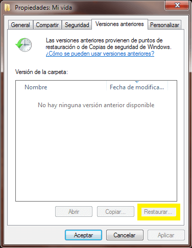 no hay ninguna versión anterior disponible