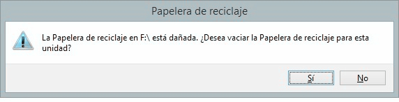 la papelera de reciclaje está dañada