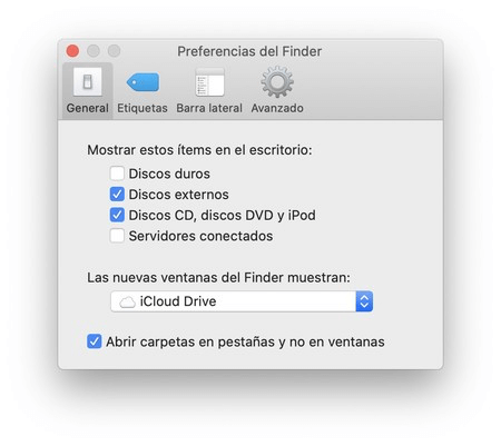 Mostrar discos externos en Finder