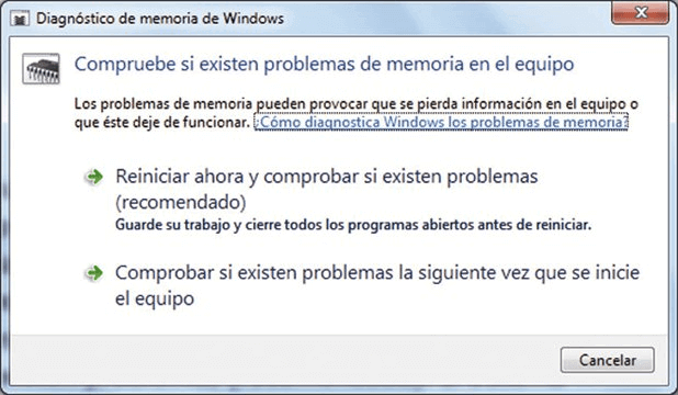 Probar RAM con herramienta de Diagnósticos de Memoria de Windows