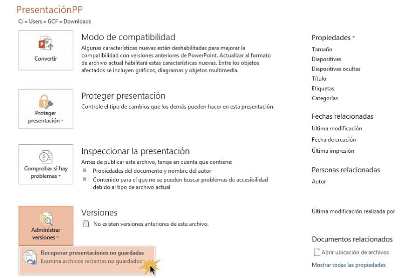 recuperar presentaciones powerpoint no guardados