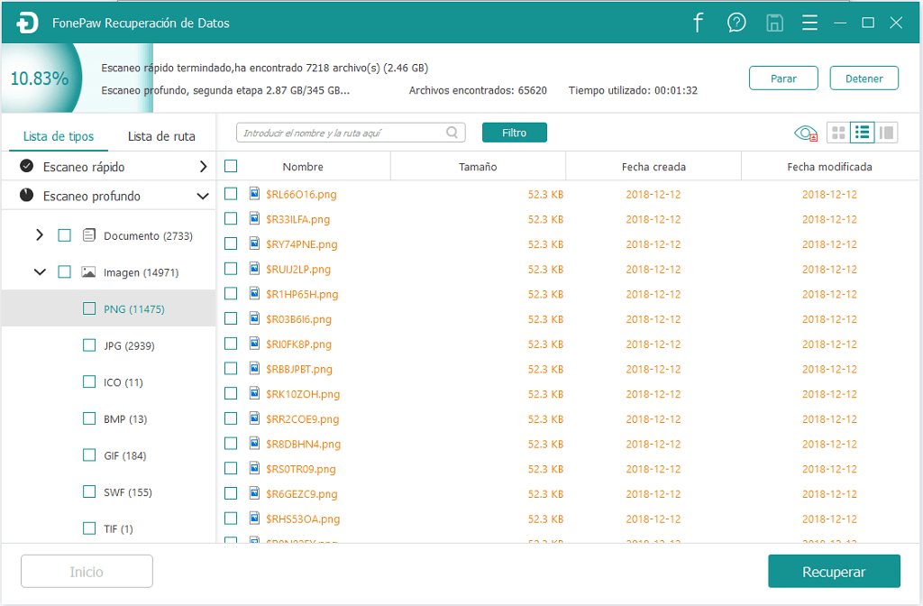 Seleccionar y recuperar los datos del disco duro formateado