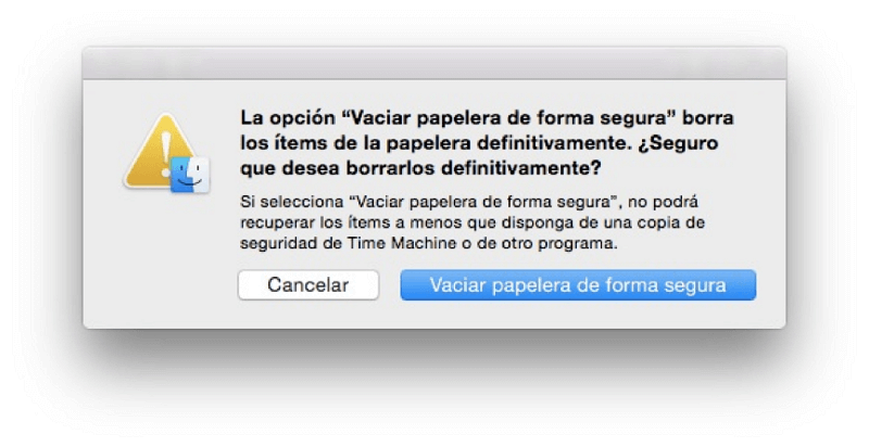 vaciar papelera de forma segura en Mac