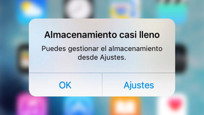 almacenamiento casi lleno en iPhone