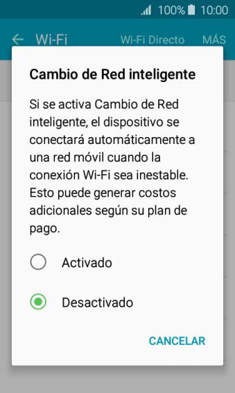 desactivar Cambio de Red inteligente Android