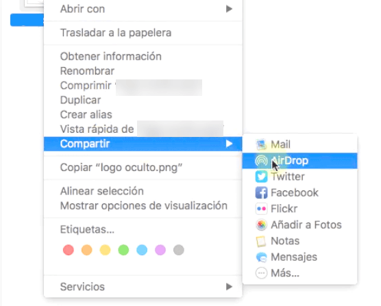 Compartir con AirDrop en Mac