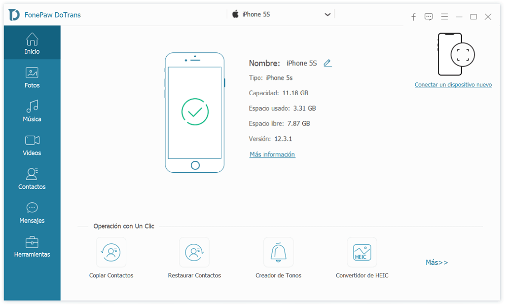 Información de iPhone conectado en DoTrans