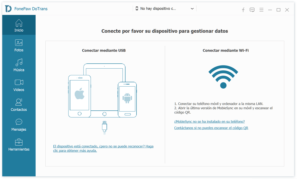 Interfaz de FonePaw DoTrans