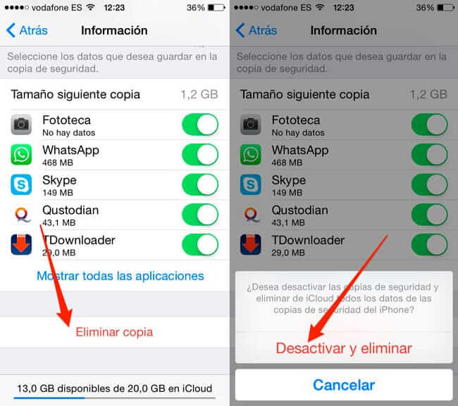 Eliminar la copia de seguridad de iPhone