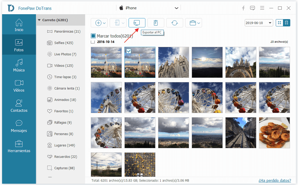 Pasar Fotos del iPhone al PC