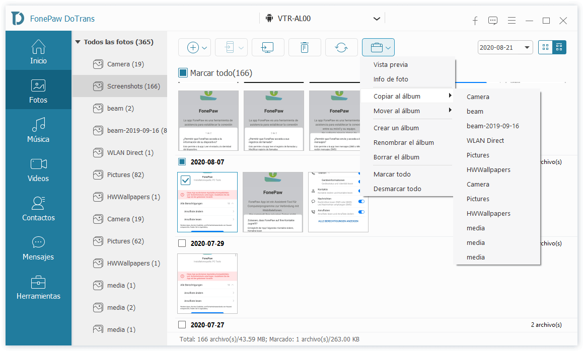 Administrar opciones de fotos