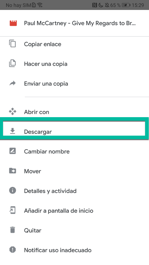 Google Drive descargar video