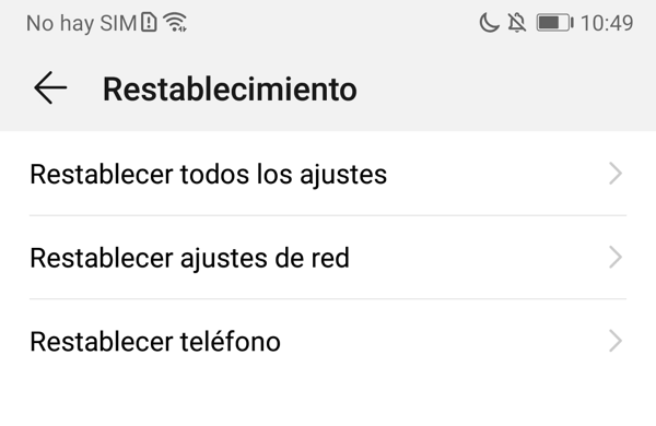 Huawei Restablecimiento de fábrica