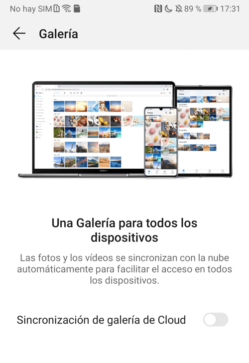 Huawei sincronizar galería a Cloud