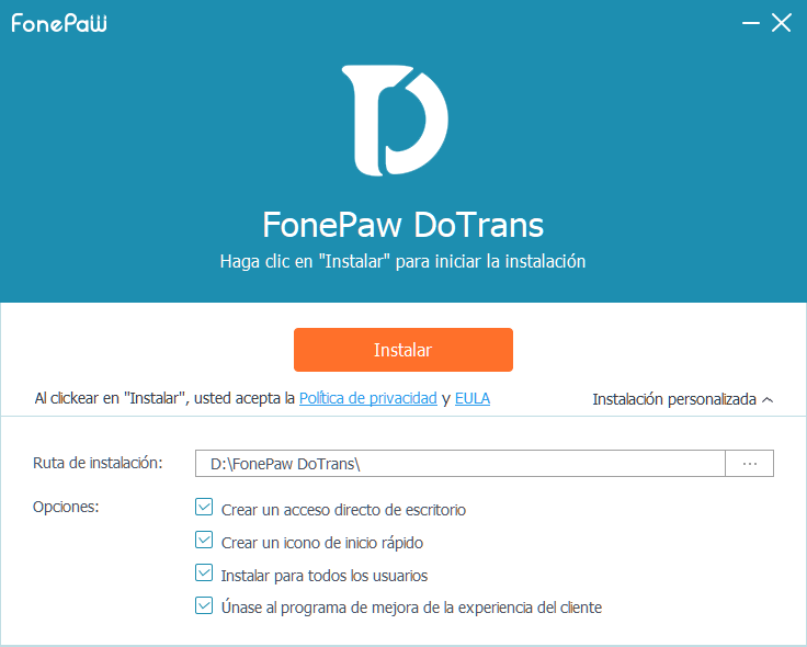 Iniciar la instalación de DoTrans