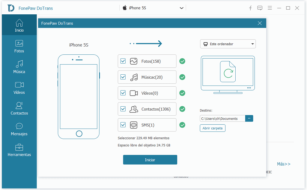 exportar contactos de iPhone a PC