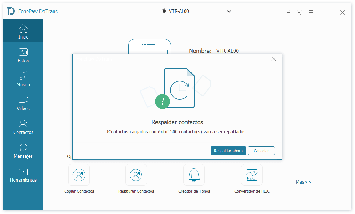 Copia de seguridad de contactos