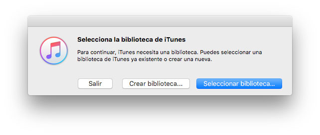 seleccionar biblioteca iTunes