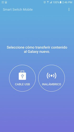 seleccionar modo de transferencia en Smart Switch