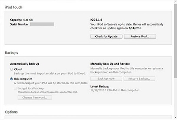 Restaurar iPod con iTunes
