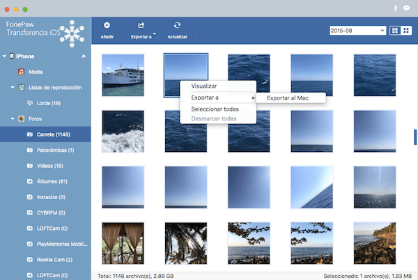 Exportar fotos al Mac
