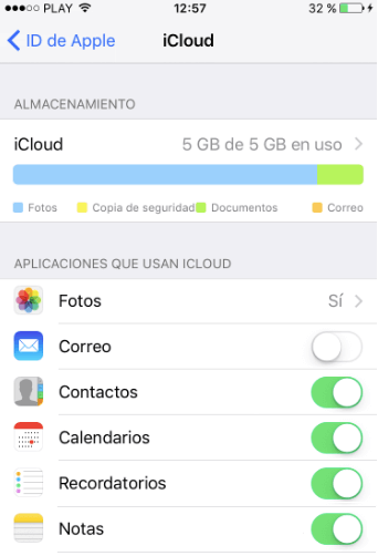 activar Notas en iCloud