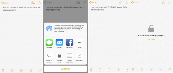 Bloquear notas en iPhone