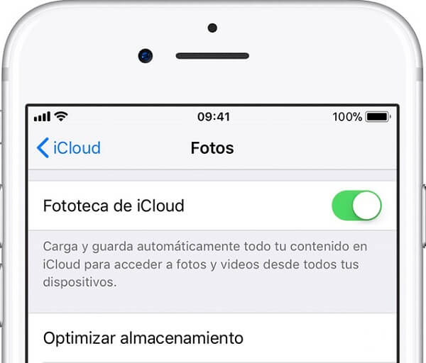 Activar fototeca de iCloud en iPhone