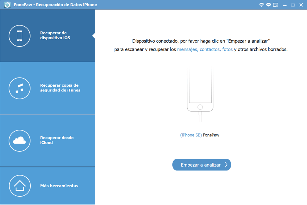 Interfaz de Recuperación de Datos iPhone