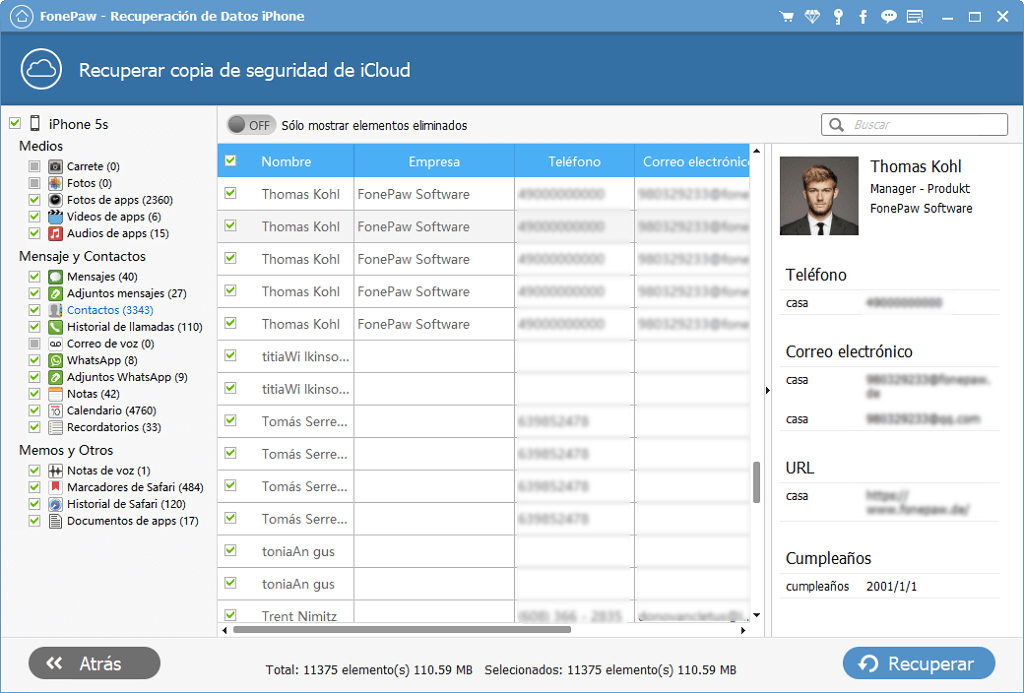 Recuperar Datos desde archivos de respaldo iCloud